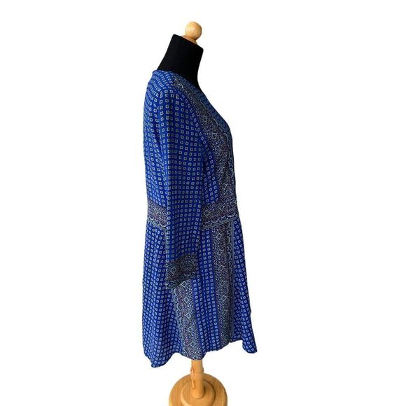 Madewell Silk Ascot Grid Keyhole Shift Flare Silk Dress Size Small - Picture 4 of 8